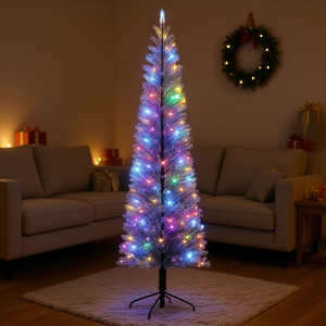Árbol de Navidad Preiluminado de 2.7 m con 310 Luces LED de Doble Color, Árbol Artificial Moderno, Decoración Interior, Fácil de Instalar, Marca DB - Product Image 2