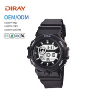 Montre de sport numérique pour homme DIRAY, étanche 50 m, rétroéclairage LED, alarme, chronographe, affichage double fuseau horaire en ABS