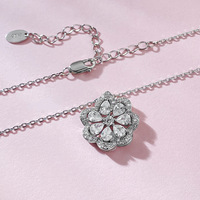 Spitze Halskette Damen Hohl Set, Simulation Diamant Anhänger S925 Silber Blumen kragen Halskette