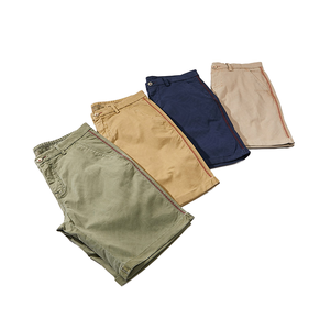 Pantalones Cortos Bermuda para Hombre, Talla Grande, Color Sólido, Casuales, Cintura Media, Cierre de Botones, Tejido Transpirable de Algodón y Spandex - Product Image 1