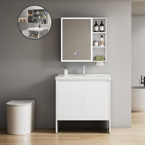 ชุดตู้ห้องน้ำอะลูมิเนียมลายรังผึ้งพร้อมอ่างเซรามิก โครงตู้กันน้ำ ดีไซน์ทันสมัยแบบตั้งพื้น สำหรับโรงแรม - Product Image 3