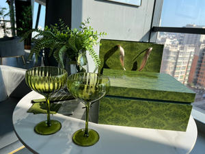 French Creative Medieval Crystal Wine <b>Glass</b> Artificially Blown White Long Stem Vertical Grain Goblet <b>Retro</b> <b>Glass</b> Cup - Product Image 4