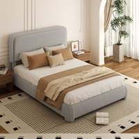 Lit intelligent moderne en flanelle capitonné, taille King, base pliable et réglable, avec doublure de rangement amovible, assemblé pour la vie en appartement