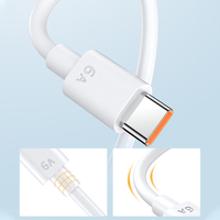 Kabel Pengisi Daya Cepat Tipe-C 1m dengan Pengisian Cepat 6A 66W USB C Data TPE untuk Ponsel Samsung Huawei