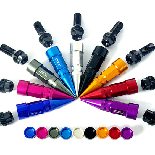 Болты ступицы автомобильных колес, шипы, гайки для проушины колес, цветные Противокражные замки гоночного типа из сплава алюминия 7075, нержавеющей стали, цинка, простые BTB