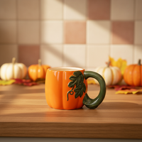 2025 mejor venta creativa 3D porcelana calabaza taza novedad otoño cosecha taza de café para el Día de Acción de Gracias microondas seguro