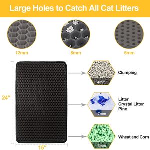 Tapis de nettoyage pour litière de chat, personnalisé, détachable, imperméable, à motif uni, en EVA double couche, écologique, certifié CE - Product Image 3