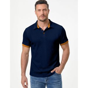 FOXA Polo pour homme en tricot texturé à manches courtes avec boutons, respirant, décontracté, pour l'été - Product Image 5