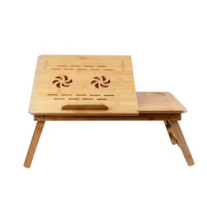 Portatile Pieghevole di Bambù <span class=keywords><strong>Notebook</strong></span> Da Tavolo Scrivania Del Computer Portatile Letto Scrivania Con Ventola Di Raffreddamento E Cassetto - Product Image 3