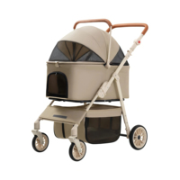 Poussette spacieuse pour animaux de compagnie, chien ou chat de taille moyenne, panier amovible, acier carbone, fond en maille Oxford, rangement, roues pivotantes, frein, 15 kg