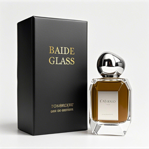 New Gold Cap Perfume Glass Bottle <b>Empty</b> Pump Clear Crimp Square 100ML Spray Perfume Bottle with <b>Gift</b> <b>Box</b> - Product Image 5