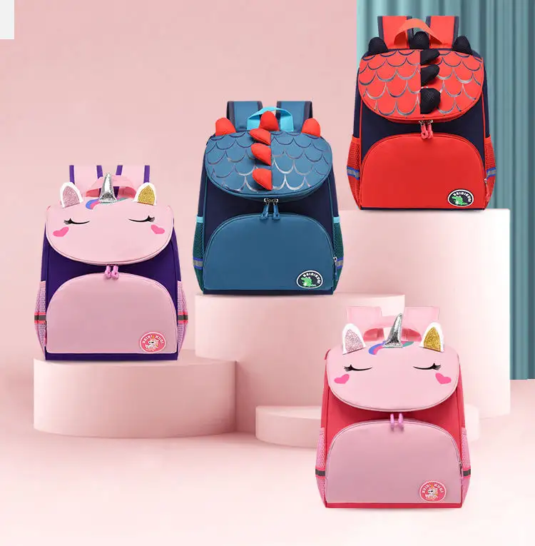 Tas punggung sekolah anak hewan Unicorn, tas sekolah tahan air balita desain kartun, tas anak buku 3D untuk anak laki-laki dan perempuan
