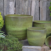 Tanaman Pot bunga keramik mengkilap bulat besar, taman dan rumah Modern