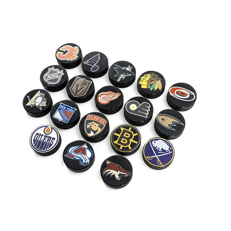 Factory Bulk Sale Good price Blank Black Accept Custom Logo Printed Double sides Ice Puck Hockey