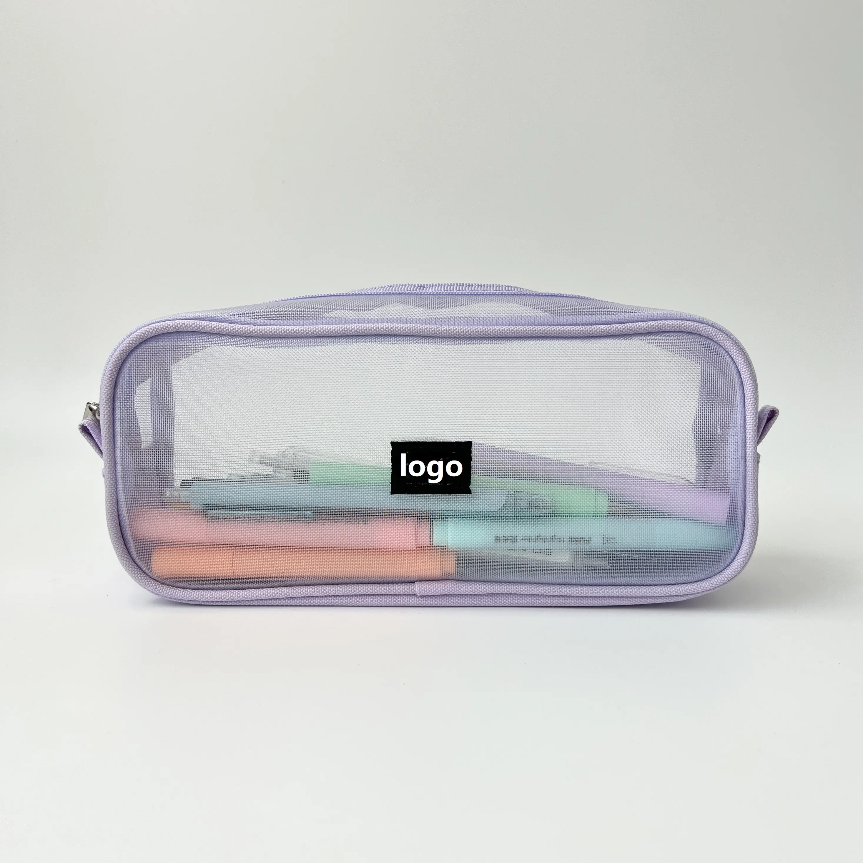 Transparent case Mesh Pencil Bag for school pen bags zipper pencil pouch Capacity Clear Makeup Bag Multi-Purpose Organizer Box