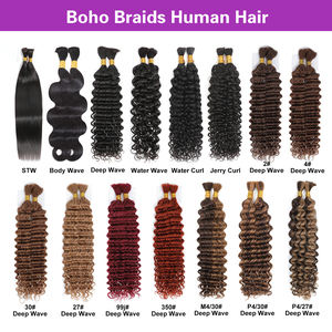 Cabello Humano Virgen 100% Natural para Trenzas, Cabello Humano Ondulado Profundo 100% Natural para Trenzas Boho, Cabello Humano Rizado al Por Mayor para Trenzas - Product Image 3