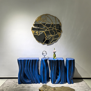 Table <span class=keywords><strong>console</strong></span> moderne de <span class=keywords><strong>luxe</strong></span> en FRP, couleur bleu brillant, pour salon et hall d'entrée, design nordique. - Product Image 2