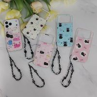 Étui de téléphone portable IMD TPU+PC pour 6 7 X XS 11 12 13 14 15 16 17 Pro Max Air, pochettes de téléphone avec bracelet chat pour Samsung S26