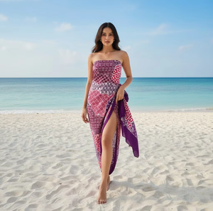 ผ้าซารองชายหาดแบบชิ้นเดียว ลายบาติกอินโดนีเซีย สไตล์โบโฮ พรีเมียม เป็นมิตรกับสิ่งแวดล้อม น้ำหนักเบา เหมาะสำหรับฤดูร้อน ผ้าเรยอนเนื้อนุ่ม สำหรับผู้หญิง - Product Image 5