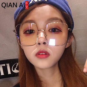 Qian Ai Square – monture de lunettes à bord doré, monture complète, lentille Ac anti-uv, unisexe, Style Harajuku O2 6237 - Product Image 4