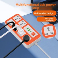 Multiprise universelle 6 prises avec 2 ports USB-A/1 port USB-C, protection contre les surtensions, indice IP22, fonction sécurité enfant, câble de 2 m pour la maison et le bureau