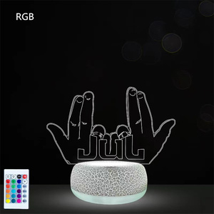 3D in Acrylic LED ánh sáng ban đêm USB cảm ứng cảm ứng crack cơ sở 16 màu sắc điều khiển từ xa có thể sạc lại bầu không khí Đèn bàn - Product Image 2