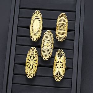 JXX Wholesale Price Unique Design 24K Gold Plated Brass <b>Rings</b> <b>Arabic</b> Style Trendy Jewelry for Women for Engagement or Party - Product Image 1