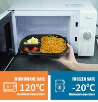 Boîte à lunch en plastique jetable noire à 3 compartiments pour micro-ondes, emballage alimentaire, vente chaude en gros