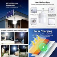 Bombilla LED de Emergencia en Oferta con Control Remoto, Bombillas LED Recargables Solares para el Hogar con Panel Solar