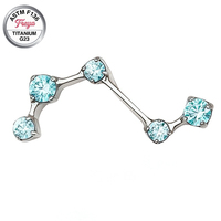 Pendientes de Titanio ASTM-F136 de Grado Implante con Zirconia, Joyería para Piercing Big Dipper, Pendientes de Titanio con Rosca Interna para Cartílago de Oreja y Hélice