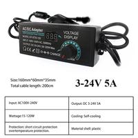 Alimentation réglable 3V-24V AC DC 220V 3-24V 3/5A avec adaptateur d'écran avec 14 prises Adaptateur de connexion DC Transformateur d'éclairage