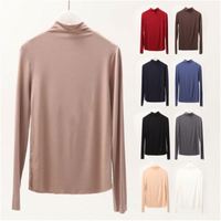 Camisetas de Cuello Alto Ajustadas de 10 Colores para Mujer, Blusas Casuales de Modal para Primavera y Otoño, Camisetas Ajustadas y Sexys para Club