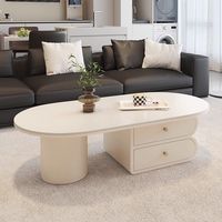 Table basse minimaliste en marbre pour salon, style moderne, luxe léger, haut de gamme, ovale, petit appartement, nouveau style
