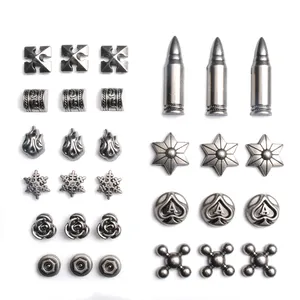 Metal Studs Rivets Spikes Stylish Riveting Button Leather Clothes Bag Shoes DIY Craft Accessories Rose Bullet Snowflake #GZ112