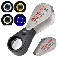 Rechargeable IP67 Industrial LED Loupe Lamp UV Banknote Checking 20x Optical Magnifier Jewelry Inspection 30x 4 Color Lights