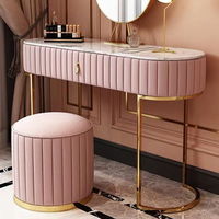 Commode moderne et populaire avec miroir Ensemble de meubles de chambre à coucher pour filles Commode de luxe en acier inoxydable doré