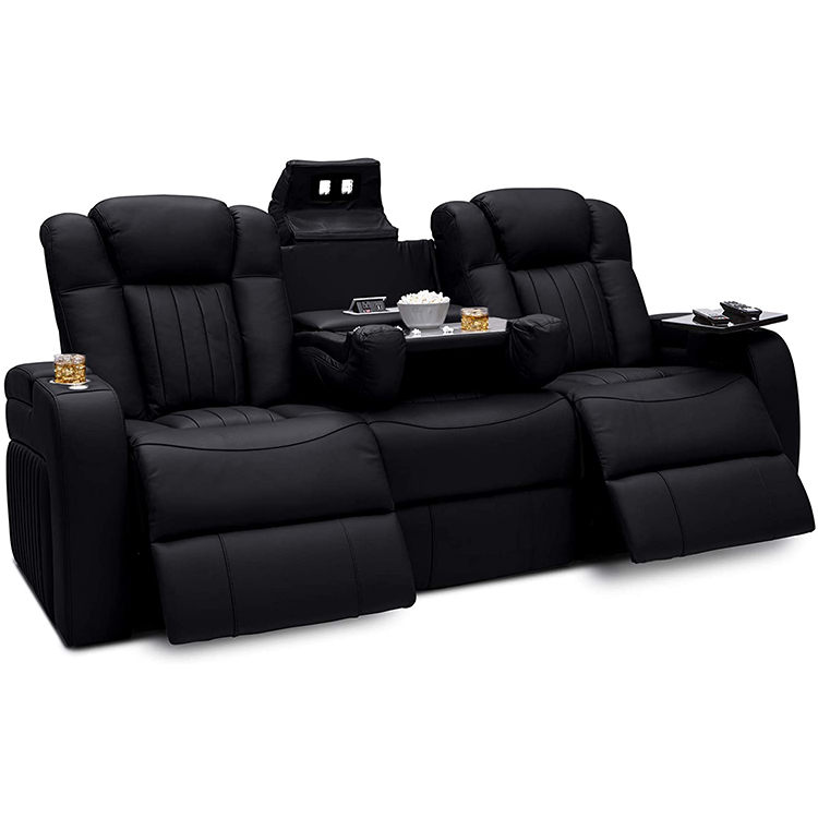 Wholesale Project 3 Seat Adjustable USB Charger Leather Recliner Sofa Home Theater Furniture with Blu-etooth for VIP Movie Room