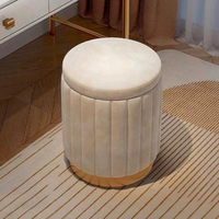 Vente chaude Ronde Multifonctionnel Stockage Repose-pieds Velours Placage Dressing Tabouret Repose-pieds Pour La Maison Et La Cuisine Utiliser Le Siège