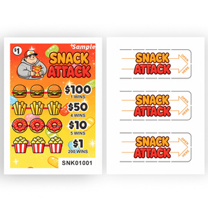 Wholesale Custom Design 3 Windows Food Theme Printed Pull Tab Tickets Prize Promotion Tear Off Cards - Product Image 3