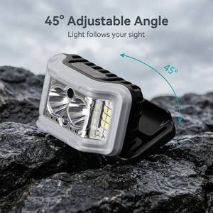Ultra <b>Light</b> Dual Beam strong <b>light</b> <b>LED</b> Headlamp Wave <b>Motion</b> <b>Sensor</b> Outdoor Hiking Fishing Camping USB-C Rechargeable - Product Image 3