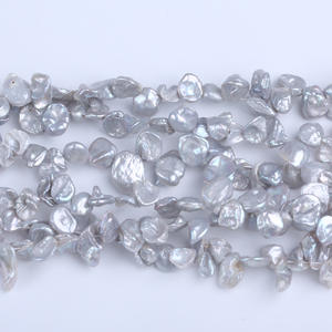 Perles d'eau douce naturelles en vrac, perles de pain en forme de mantou avec trou latéral de 6 à 10 mm, pour la fabrication de colliers et de bracelets en gros - Product Image 1