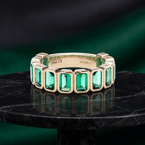 Anillo de Eternidad de Lujo con Diamante Cultivado en Laboratorio, Corte Esmeralda, Oro Amarillo de 18k, 2.60 Quilates, Certificado IGI, Grabado Gratuito, para Fiesta - Product Image 3