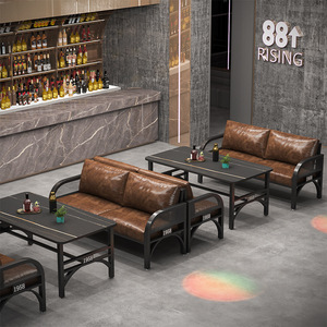 Ensemble de table à manger commerciale en métal industriel vintage avec plateau de table en bois durable, chaises de bar carrées pliables pour utilisation en <span class=keywords><strong>restaurant</strong></span> - Product Image 2