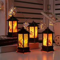 Lanterne de Noël à LED à piles, avec eau scintillante, Père Noël et bonhomme de neige, lampe suspendue, décoration de Noël pour la maison