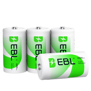 EBL 배터리 보관 케이스 포함 4팩 EBL 라디오 <span class=keywords><strong>R20</strong></span> D 셀 사이즈 NIMH 10000mAh 배터리 1.2v 충전식 배터리 D - Product Image 1