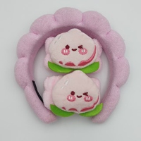 Ensemble bandeau, bracelet et accessoires pour cheveux en peluche douce motif fruit de dessin animé mignon, pour spa, soins de la peau et maquillage, vente en gros