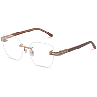 Elan Optical R2509, Gafas Ópticas de Diseño Cuadrado para Mujer, Más Vendidas, Montura Sin Aro, Gafas Metálicas Sin Montura con Puntas de Acetato