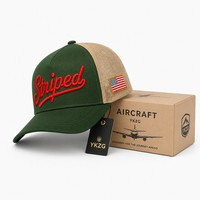 Cappellino da Baseball Unisex in Cotone 100% con Logo Personalizzato Ricamato in 3D, Bicolore Crema e Blu Navy, Visiera Curva con Ricamo Scritta e Bandiera Americana