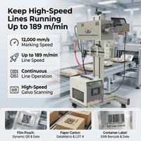 Machine de marquage laser UV à froid 10W 355nm, codeur laser volant 189m/min avec tête rotative à 720 degrés pour ligne d'emballage