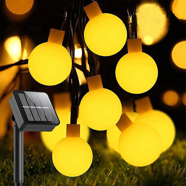 Small Garden Solar Lights Outdoor Lantern Holiday Decoration Round Ball Light String LED RGB 360 Beam Angle Battery Included